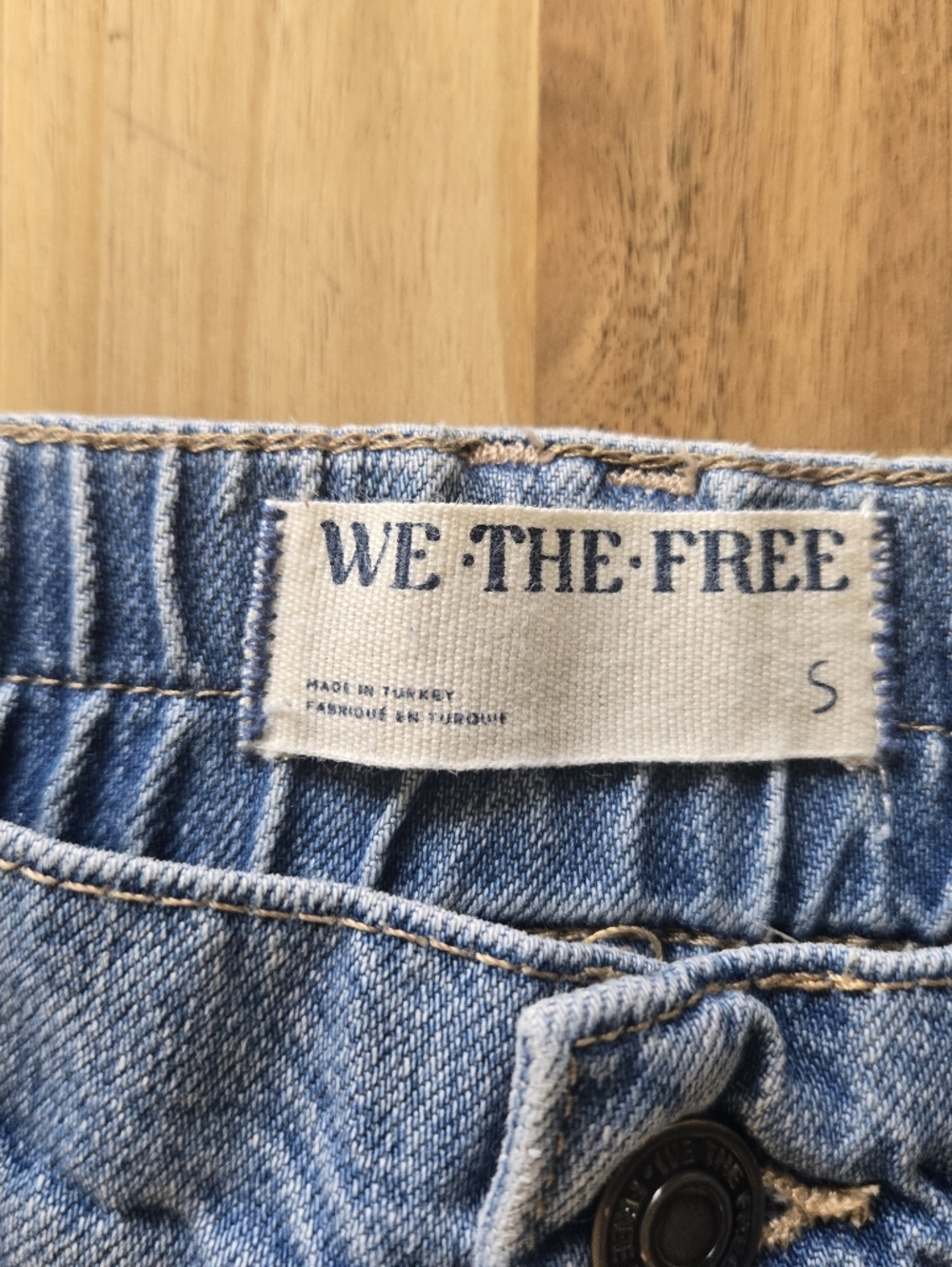 We The Free light blue denim elastic-waist Wide Leg pants - Picture 3 of 7